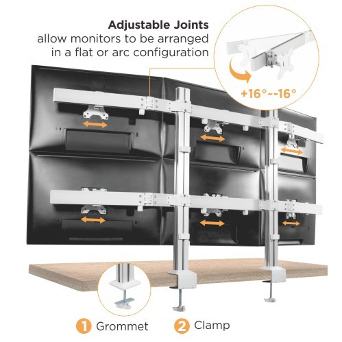 Six Screens Heavy-Duty Aluminum Monitor Arms LDT38-C06 For Most 17"-32" Monitors from china(chinese)