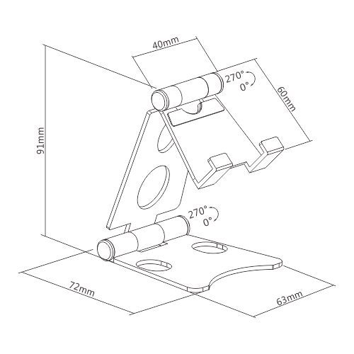 Portable Aluminum Cell Phone Stand with Dual Adjustable Panels PHS02-2S Compatible with Smartphones below 6.5" from china(chinese)