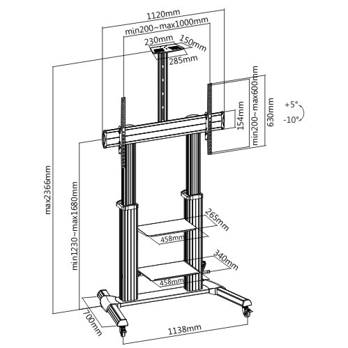 CARRO AJUSTABLE EN ALTURA PARA TV ULTRA GRANDE CON MANIVELA TTL04H-610TW Para la mayoría de televisores de pantalla plana de 60"-100" from china(chinese)