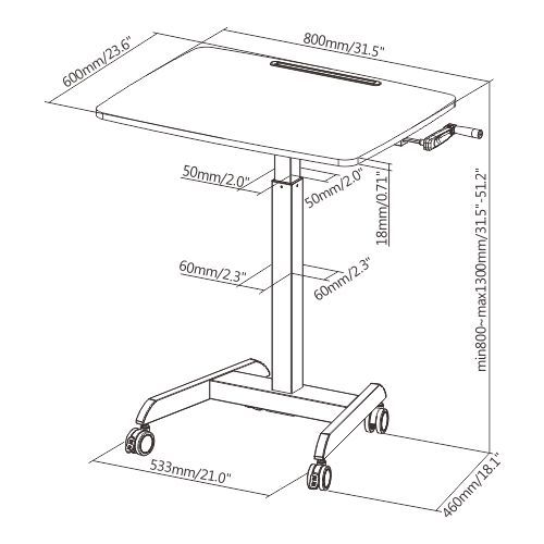 キャスター付き手動式高さ調節可能なワークステーション FWS08-4 アクティブなワークスタイルのための省スペースソリューション from china(chinese)