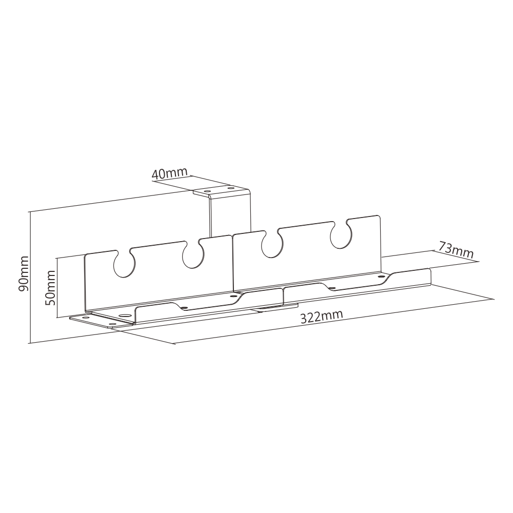 Under-Desk Modular Power Strip Holder (Set)