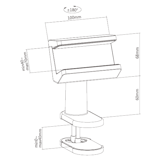 Swivel Clamp-On Power Strip Desk Mount