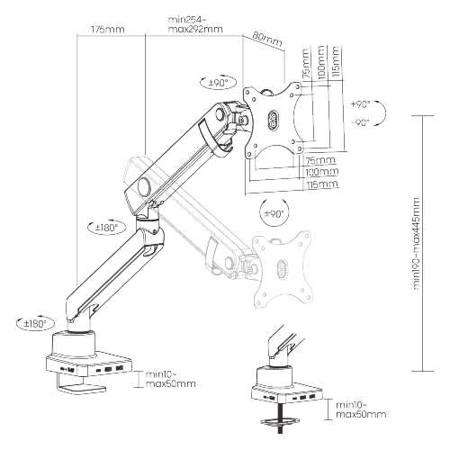 Smart Spring-Assisted Monitor Arm with 6-IN-1 Docking Station LDT20-C012D A unique innovation that merges ergonomics and technology from china(chinese)