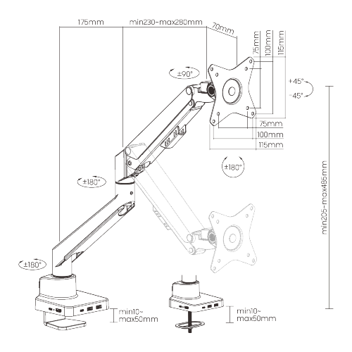 6-in-1ドッキングステーション付きスマートガススプリング式モニターアーム LDT62-C012D 人間工学とテクノロジーを融合させた独自のイノベーション from china(chinese)