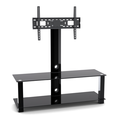 Charles Keasing Daddy humor 2-Tier Classic Glass Media Console with Swivel TV Mount Bracket (Large)  Supplier and Manufacturer- LUMI