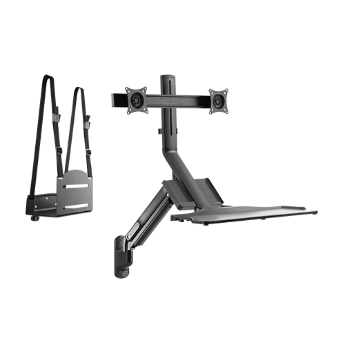 Dual Screen Premium Gas Spring Computer Wall Mount with CPU Holder   WWS05-02 For 17"~27" Monitors from china(chinese)