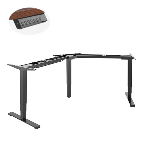 Triple Motor Corner Shape Electric Sit-Stand Desk with Square Column (Reversed) M07-33RC Design for Upgraded Lifting Experience! from china(chinese)