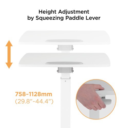 Height Adjustable Mobile Workstation with Paddle Lever and Tiltable Desktop FWS07-5 A Mobile Stand for Presentations or an Active Work Style from china(chinese)