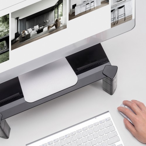 Single Monitor Tempered Glass Modular Riser AMS-10 Tempered Glass Riser, Modular Design for Height Adjustment from china(chinese)