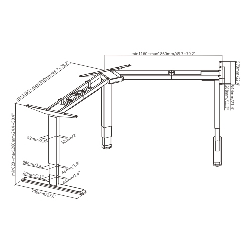Triple Motor Corner Shapr Electric Sit-Stand Desk (Reversed) M06-33RC Design for Upgraded Lifting Experience! from china(chinese)