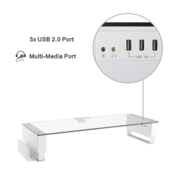 Tempered Glass Surface Smart Stands with USB Ports & Multi-Media Ports