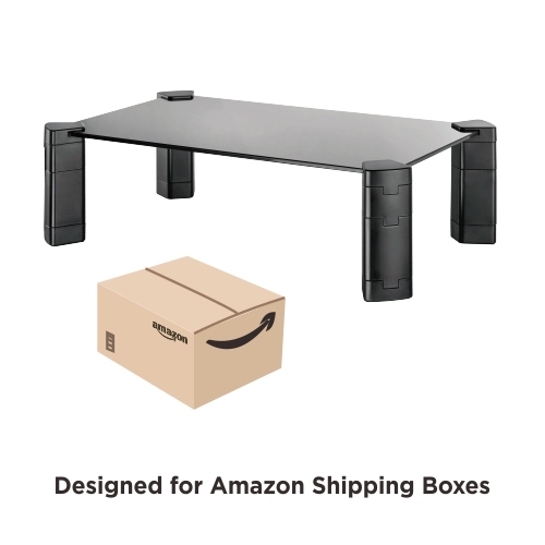 Single Monitor Tempered Glass Modular Riser AMS-10 Tempered Glass Riser, Modular Design for Height Adjustment from china(chinese)