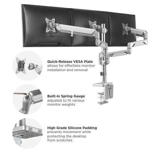 Triple Monitors Pole-Mounted Epic Gas Spring Aluminum Monitor Arm LDT37-C036P For Most 17"-27" Monitors from china(chinese)