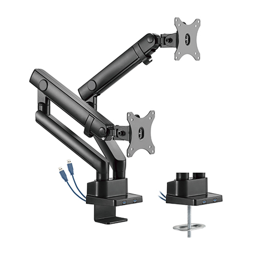 Dual Monitors Aluminum Slim Spring-Assited Monitor Arm with USB Ports LDT20-C024U For most 17"~32" Monitors from china(chinese)