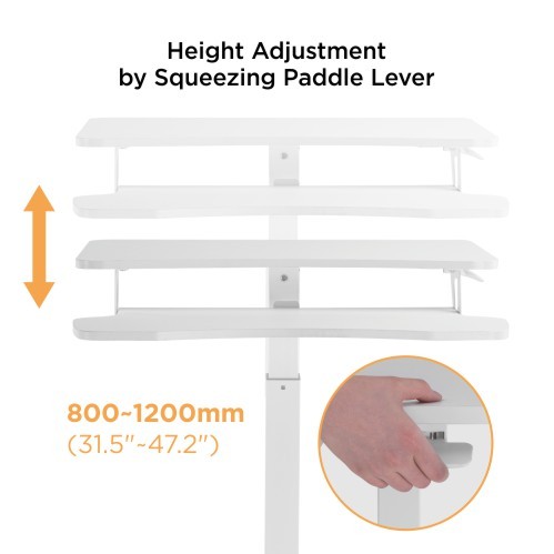 Height Adjustable Mobile Workstation with Dual Platform FWS07-7 A Mobile Stand for Presentations or an Active Work Style from china(chinese)