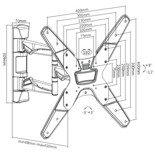 アルミニウムフルモーション曲面テレビ壁掛け金具 LDA20-443 ほとんどの23"~55"カーブ&フラットパネルテレビ用 from china(chinese)