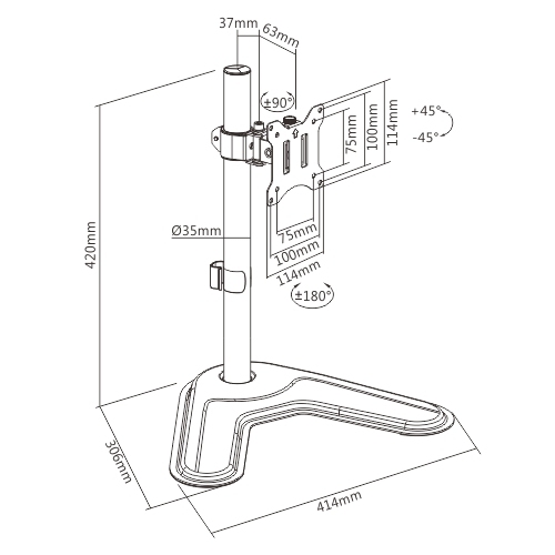 SOPORTE DE MESA PARA MONITOR ÚNICO MONTAJE EN POSTE LDT57-T01 Para la Mayoría de los Monitores de 17"-32" from china(chinese)