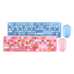 Colorful 104-Key Wireless Keyboard and Power-Saving Mouse Combo