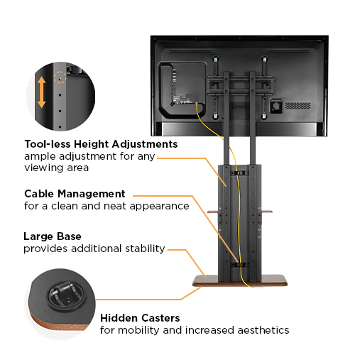 キャスター付きモダンなスリムテレビフロアスタンド FS16-44NW ほとんどの32"-60"テレビ用 from china(chinese)