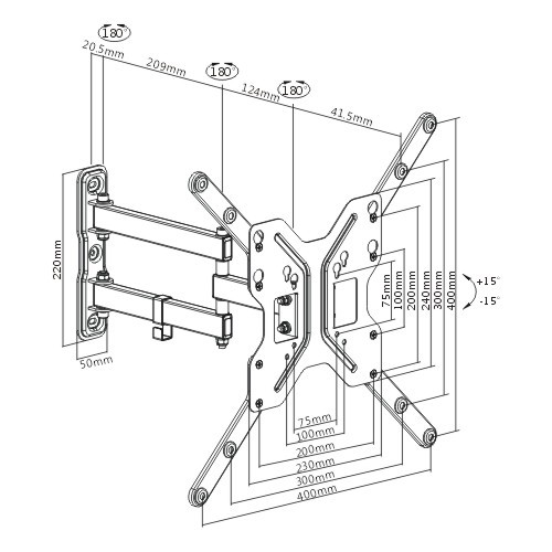 Economy Steel Full-motion TV Wall Mount LDA11-443A For most 23"-55" LED, LCD flat panel TVs from china(chinese)