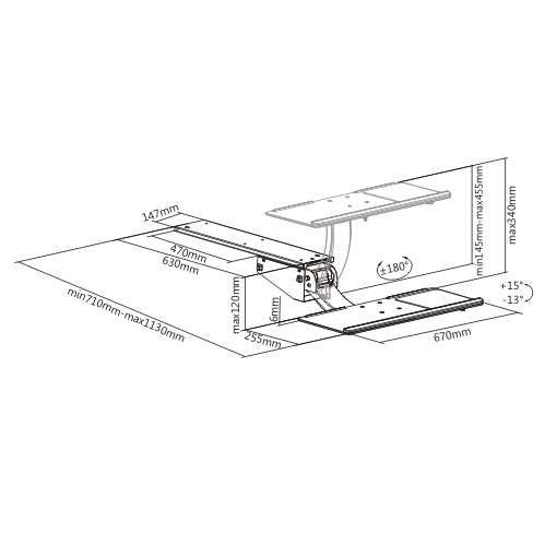 Airlift Negative Tilt & Swivel Under-Desk Keyboard Tray with Gel Wrist Rest and Precise Mouse Pad KBT-04 Create Clutter-Free Desktops Gas Lift Height Adjustment from china(chinese)