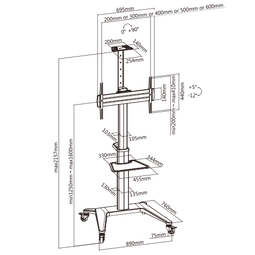 Ultra-Modern Aluminum TV Cart (Landscape/Portrait Orientation) Supplier ...