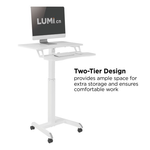 Height Adjustable Mobile Workstation with Dual Platform FWS07-7 A Mobile Stand for Presentations or an Active Work Style from china(chinese)
