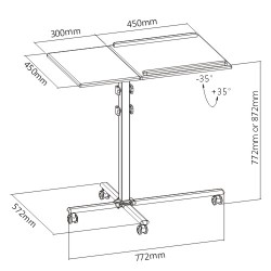 Height Adjustable Overbed Table with Split Tiltable Desktop