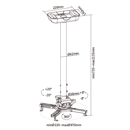 Heavy-Duty Projector Ceiling Mount (For Flat Ceiling) Supplier and ...