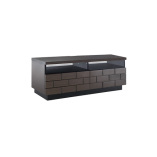 Wood Media Console with Parquet Design (Small)