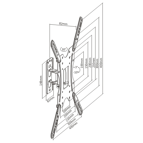 Super Economy Full-motion TV Wall Mount KLA27-440 For most 32"-55" LED, LCD Flat Panel TVs from china(chinese)