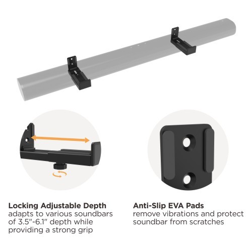 Adjustable Soundbar Wall Mount Brackets SB-67 Compatible with most Soundbars of 3.5”-6.1” Depth from china(chinese)