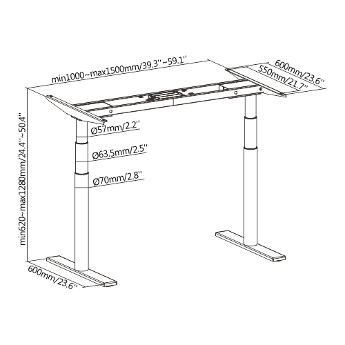 3-Stage Round Column Dual-Motor Sit-Stand Desk Frame M10-23D Born Elegant from china(chinese)