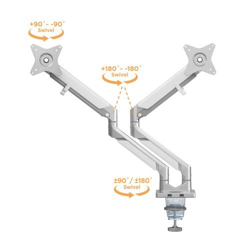 BRAZO PARA DOS MONITORES DE RESORTE DE GAS ALUMINIO ÉPICO CON USB LDT37-C024U Para la Mayoría de los Monitores de 17"-32" from china(chinese)