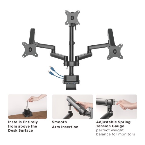 Tripod Monitors Aluminum Slim Pole-Mounted Spring-Assisted Monitor Arm ...