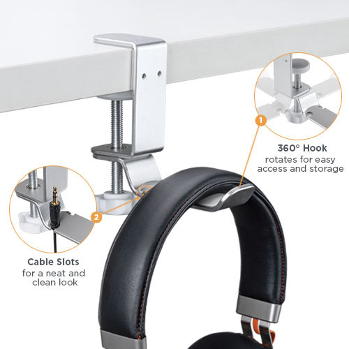 Clamp-On Universal Headphone Hook Holder
