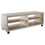 Mobile Wood Media Console with Adjustable Shelves