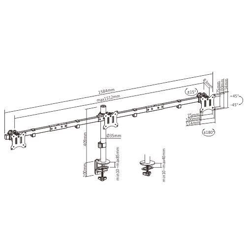 Pole Mount Triple-Screen Monitor Mount LDT57-C03 For Most 17"-32" Monitors from china(chinese)