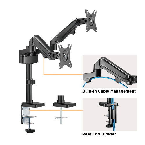 Dual Monitors Aluminum Gas Spring Monitor Arm LDT47-C024 For 17"-27" Monitors from china(chinese)