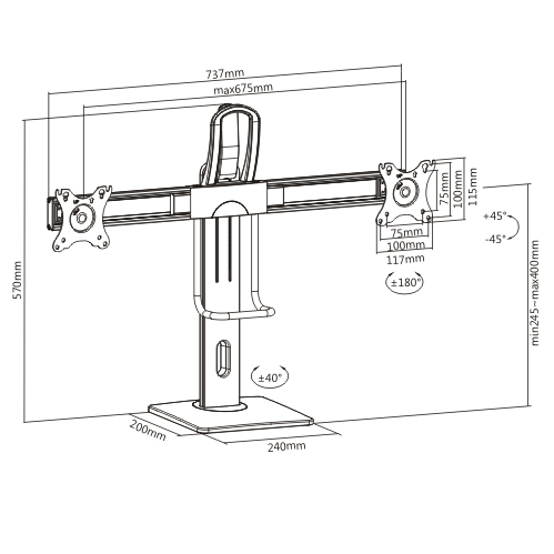 SOPORTE DE MESA ELEVACIÓN VERTICAL PARA MONITOR DUAL AJUSTE FÁCIL LDT41-T02 Para la Mayoría de los Monitores de 17"-27" from china(chinese)