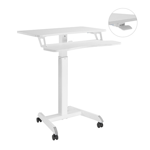 Height Adjustable Mobile Workstation with Dual Platform FWS07-7 A Mobile Stand for Presentations or an Active Work Style from china(chinese)