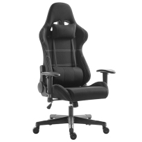 Upholstered Fabric Gaming Chair with Headrest and Lumbar Support