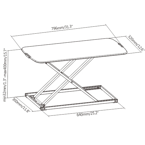 CONVERTIDOR DE ESCRITORIO DE PIE Y SENTADO ULTRADELGADO PARA PORTÁTIL (MECANISMO DE RESORTE DE GAS CON BLOQUEO) LWS-01 Una solución más saludable se adapta a su entorno from china(chinese)
