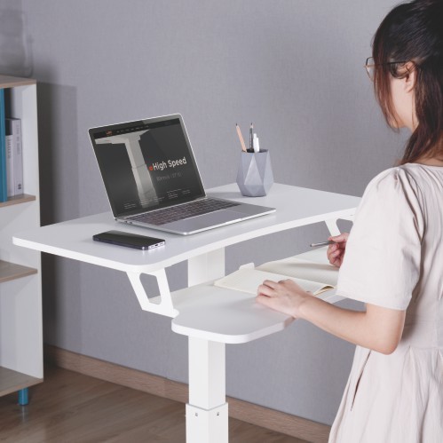 Height Adjustable Mobile Workstation with Dual Platform FWS07-7 A Mobile Stand for Presentations or an Active Work Style from china(chinese)