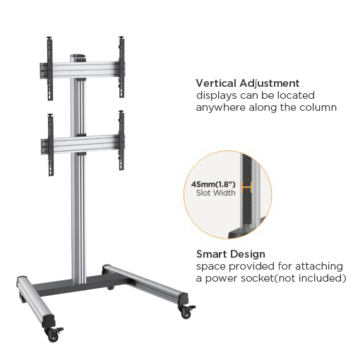 Dual Stacking Screens TV Cart LVS02-246FW For most 40"-65" Displays from china(chinese)