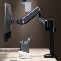 Single Monitor Pole Mounted Premium Aluminum Spring-Assisted Monitor Arm 