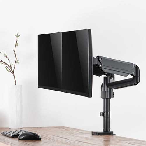 Premium Dual Monitors Aluminum Pole Mounted Gas Spring Monitor Arm LDT26-C024P Adjust and Position Your Monitor - Perfect for Smaller Desktop from china(chinese)