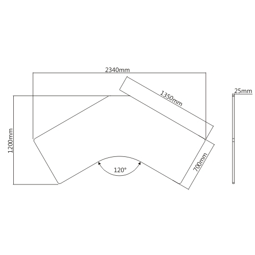 コーナー形状（120°）パーティクルボード天板 TP13570C コーナー形昇降デスクフレームと互換性があります from china(chinese)