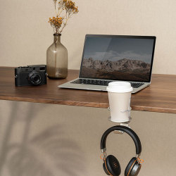 Clamp-On Universal Headphone Holder with Cup Holder