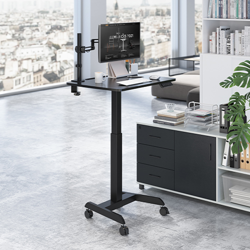 Electric Height Adjustable Workstation with Casters FWS08-3 Space-Saving Solution for an Active Work Style from china(chinese)
